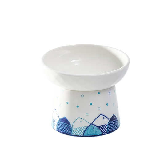 ErgoCat - Blue Elevated Ceramic Bowl